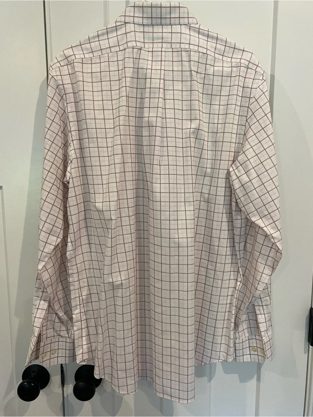 Banana Republic Men’s White Shirt with Red Windowpane Plaid